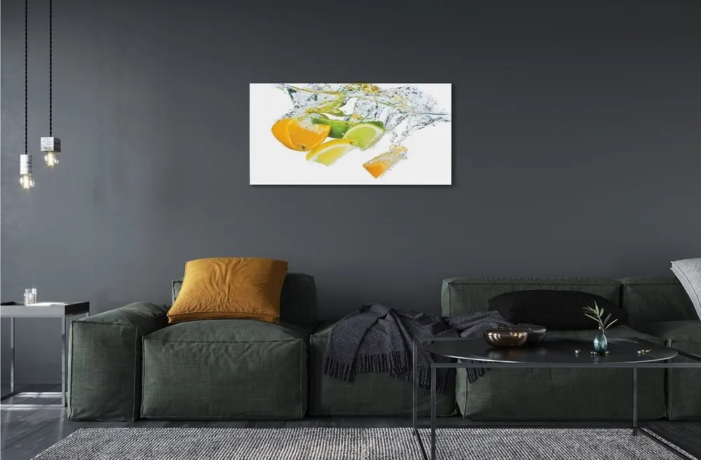 Obraz na skle voda citrus 100x50 cm