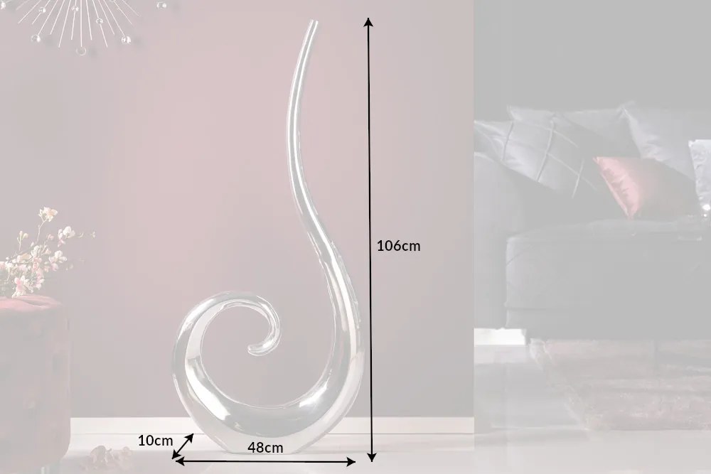 Váza Wave 106cm strieborná