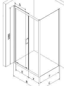 Mexen Apia, sprchový kút s posuvnými dverami 130 (dvere) x 70 (stena) cm, 6mm číre sklo, čierny profil, 840-130-070-70-00