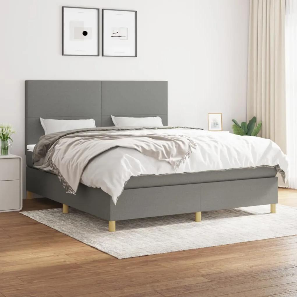 Boxspring posteľ s matracom tmavosivá 160x200 cm látka 3142186