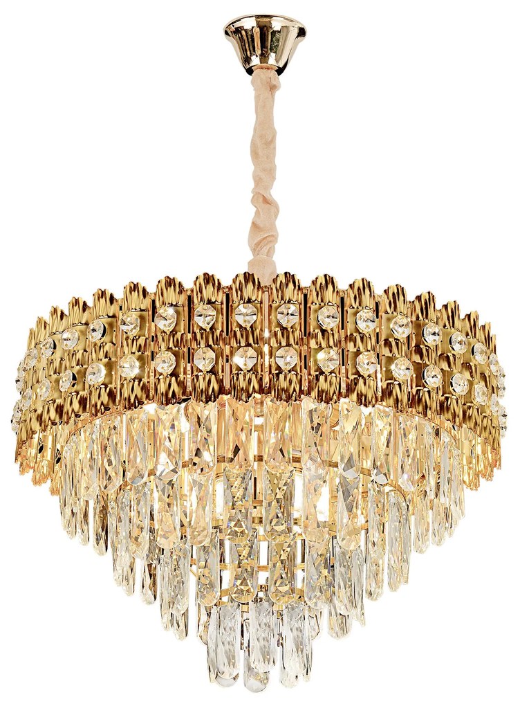 Toolight Toolight, krištáľové závesné svietidlo 60cm, 8xE14, G058-CP, zlatá, OSW-08992