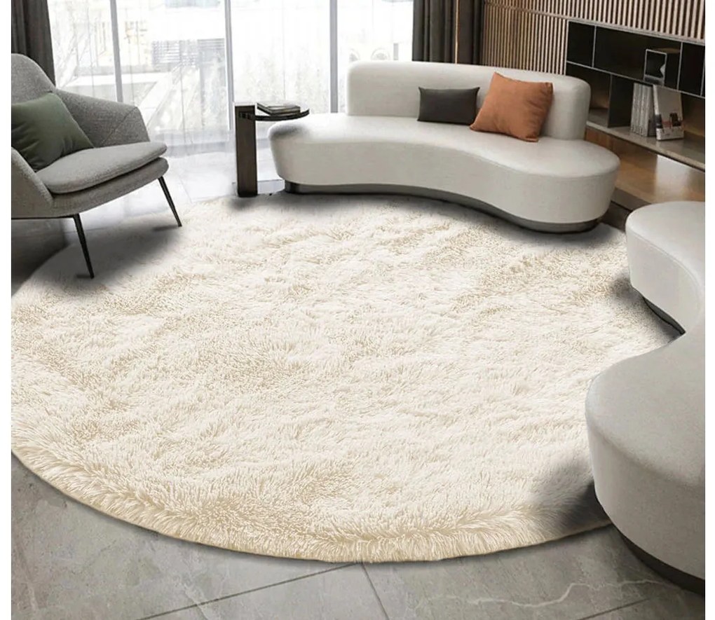 Béžový okrúhly shaggy koberec Lana Rozmer: 160 cm