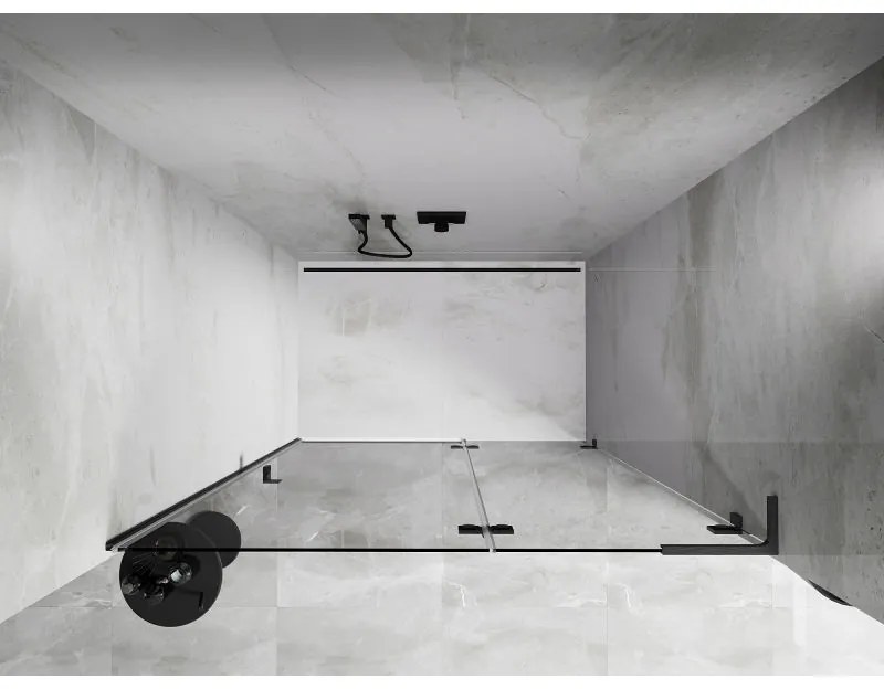 Mexen, Mexen Lunar L výklopné pravé sprchové dvere 135 cm, priehľadné, pištoľovo šedé kartáčované - 834L-135-000-66-00-P