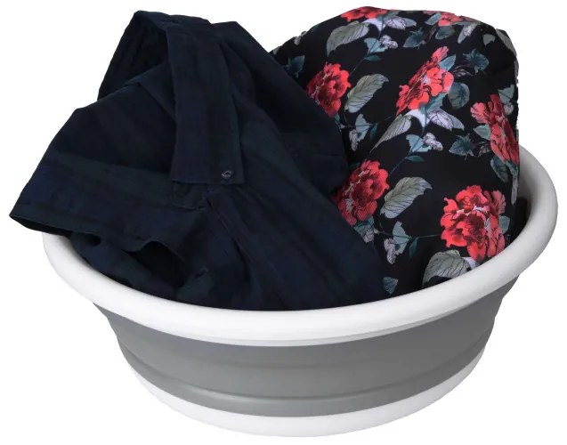 Kôš na bielizeň ELBA COMPACT 9 sivý / biely 9 l