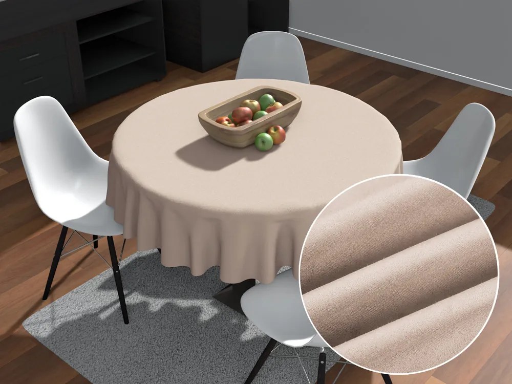Biante Okrúhly obrus/imitácia brúsenej kože Alcantara ALC-009 Béžový Ø 70 cm