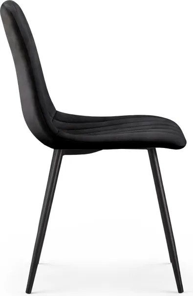 Sada ôsmich jedálenských stoličiek LIVO zamatové, čierne / čierne nohy (8 ks)