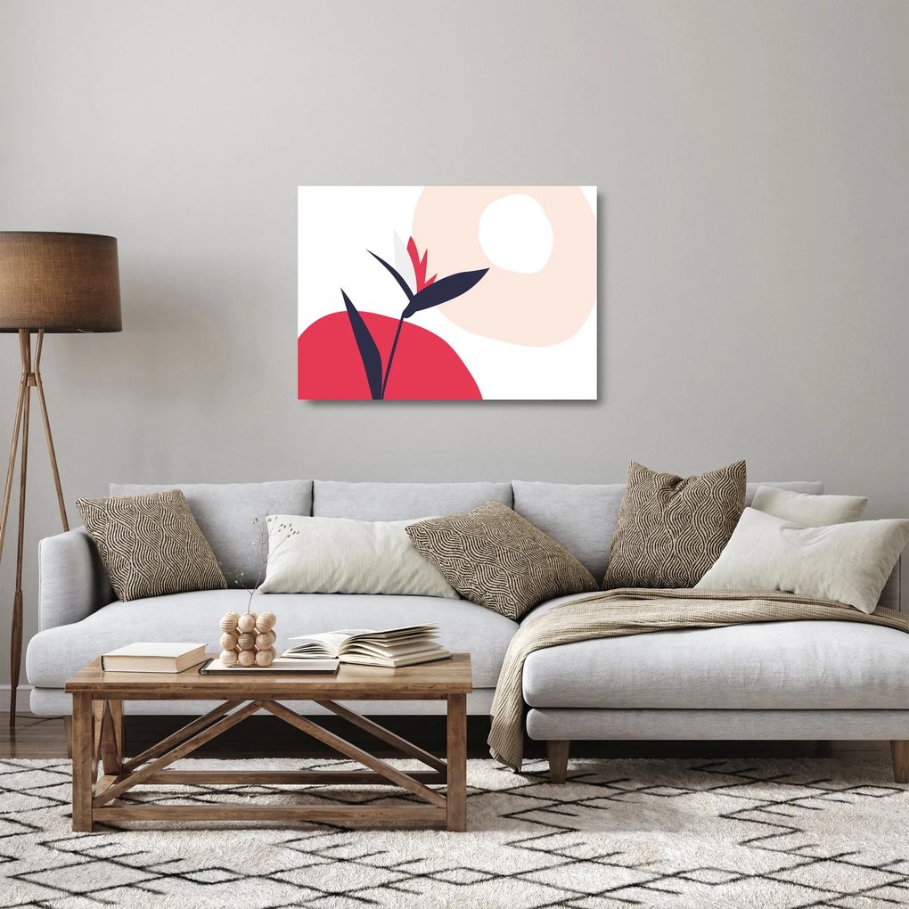 Sklenený obraz - Ružová florálna abstrakcia N⁰1 (70x50 cm)