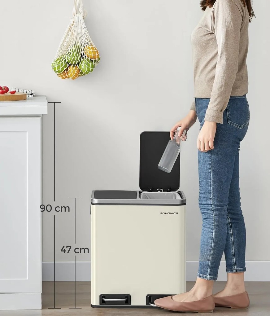 Odpadkový kôš Flace 2x15 l béžový/čierny