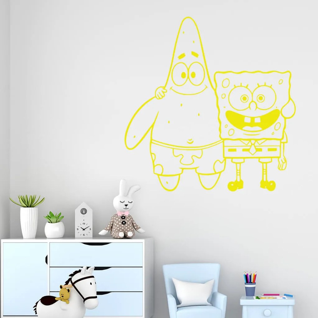 Veselá Stena Samolepka SpongeBob a Patrick Farba: hnědá, Veľkosť: 60 x 61 cm