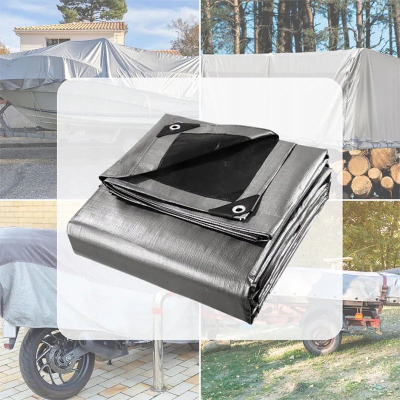 Strieborná vodeodolná krycia plachta 3m x 7m