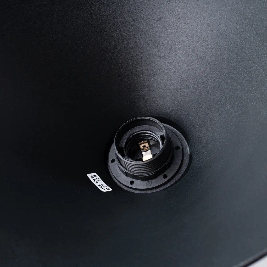 Závesné svietidlo Jaga, 1x čierne kovové tienidlo, drevo