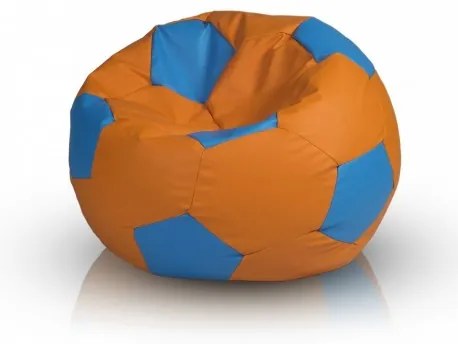 Ecopuf Detský MINI sedací vak ECOPUF - FOOTBALL S farebný - ekokoža Oranžová , E20 - Tyrkysová