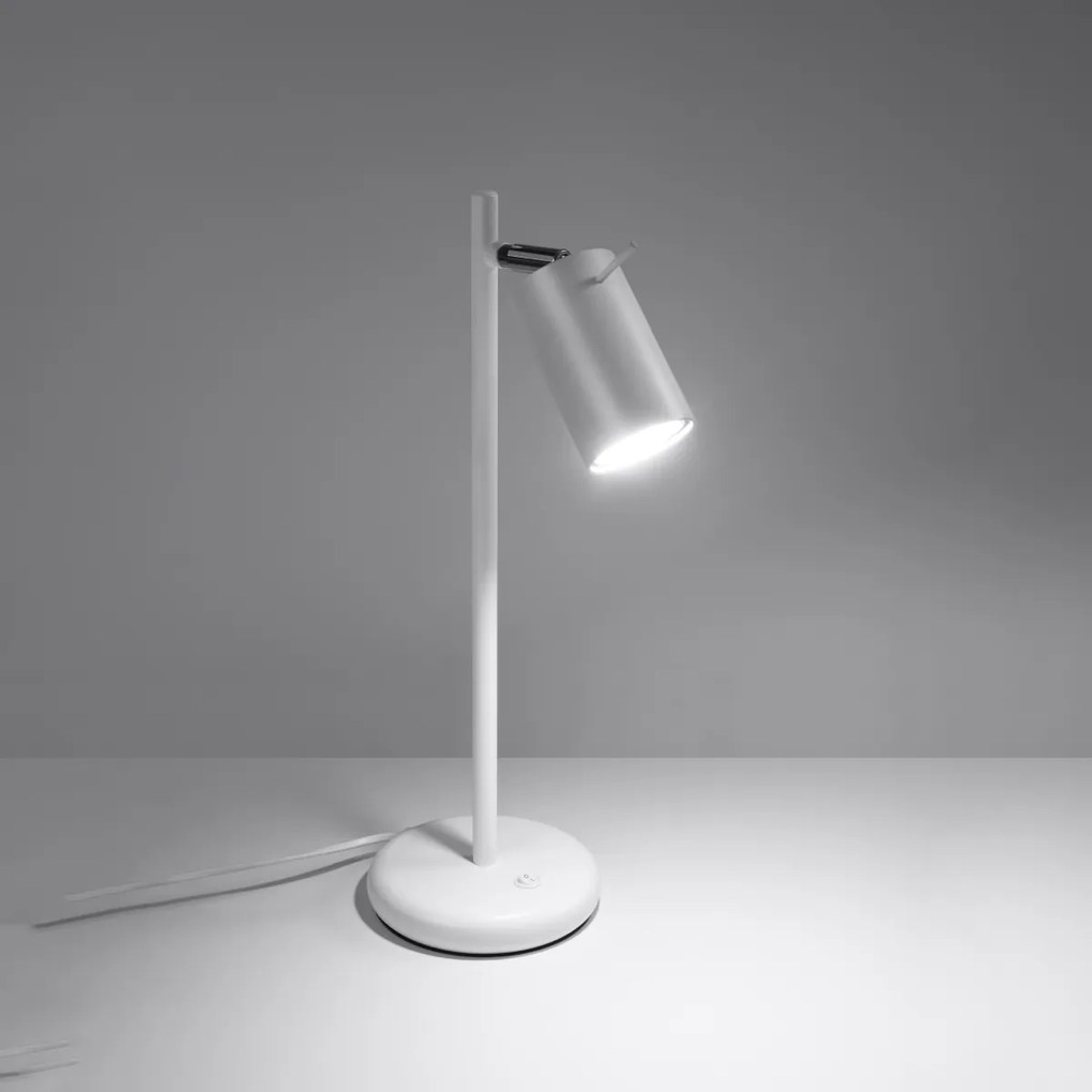 Stolná lampa Ring, 1x biele kovové tienidlo