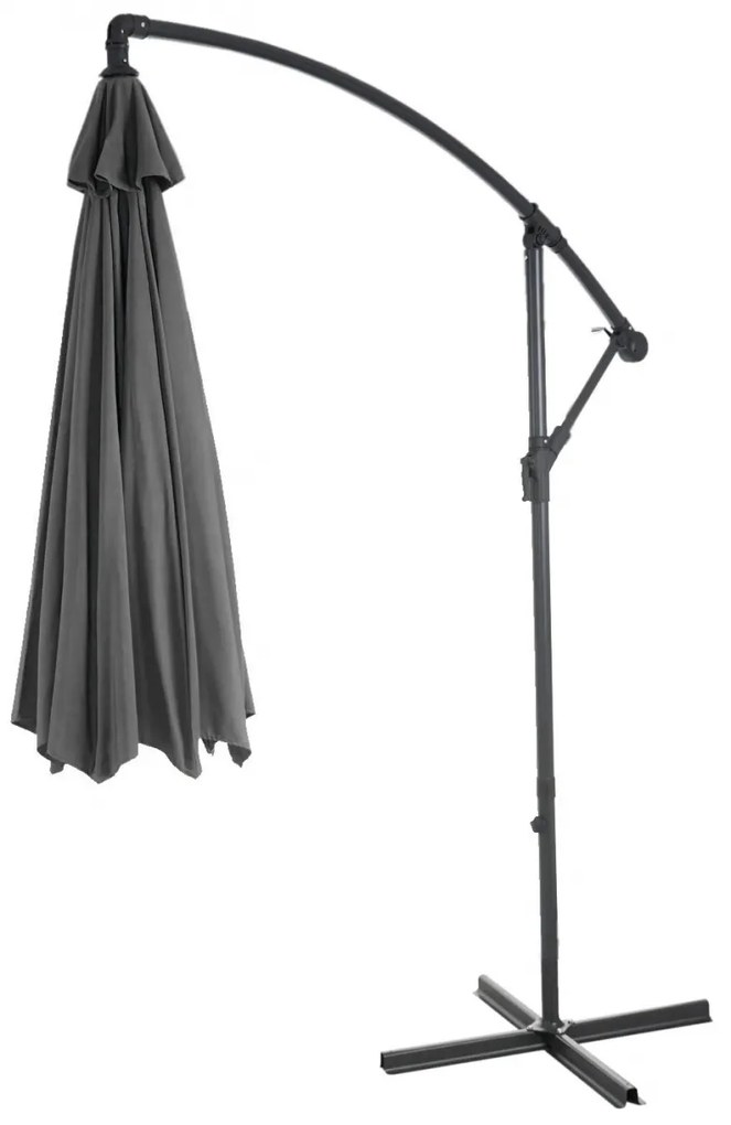 Slnečník Acerra Ø 3m so stojanom- polyester/oceľ - sivá