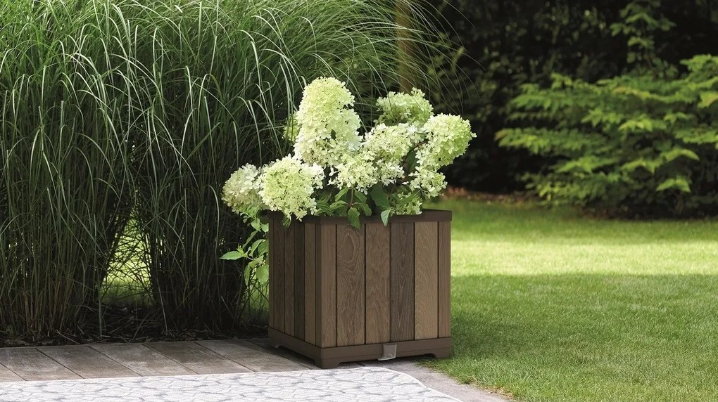 Keter kvetináč Deco Square 45,5 x 45,5 x 45,5 cm, hnedá