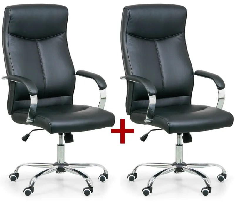 Kožené kancelárske kreslo LUGO 1+1 ZADARMO, čierna