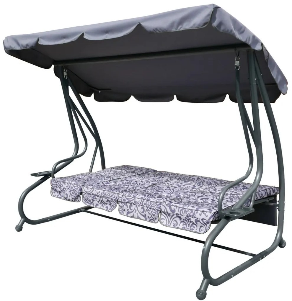 Záhradná hojdačka polohovateľná, pre 4 osoby RAMIZ 8078 SZ - sivá