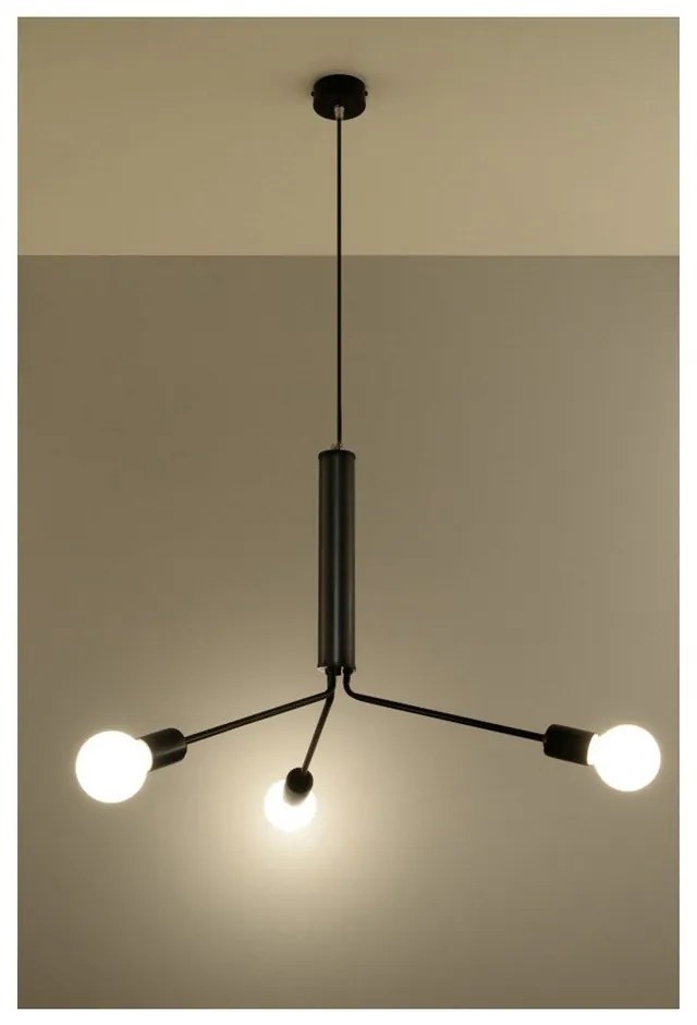 Čierne závesné svietidlo s kovovým tienidlom ø 74 cm Donato – Sollux