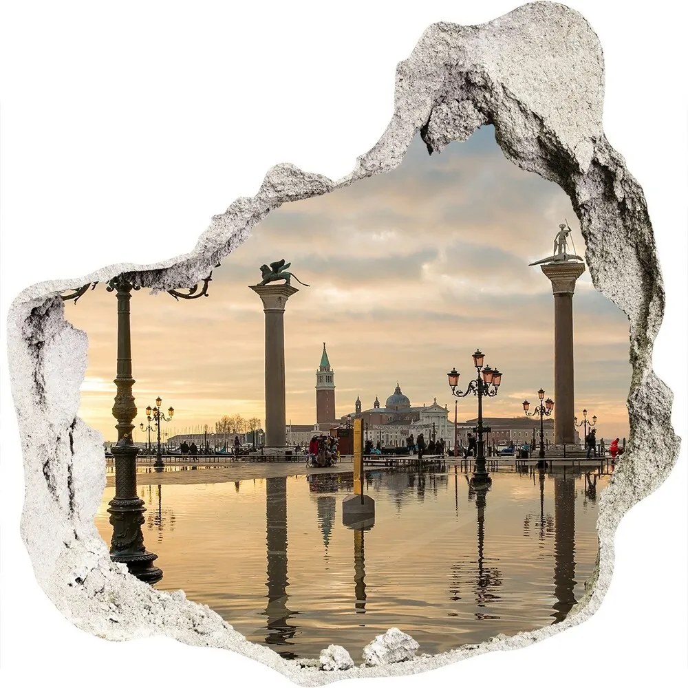 Fototapeta diera na stenu 3D Benátky Taliansko WallHole-75x75-piask-77398876