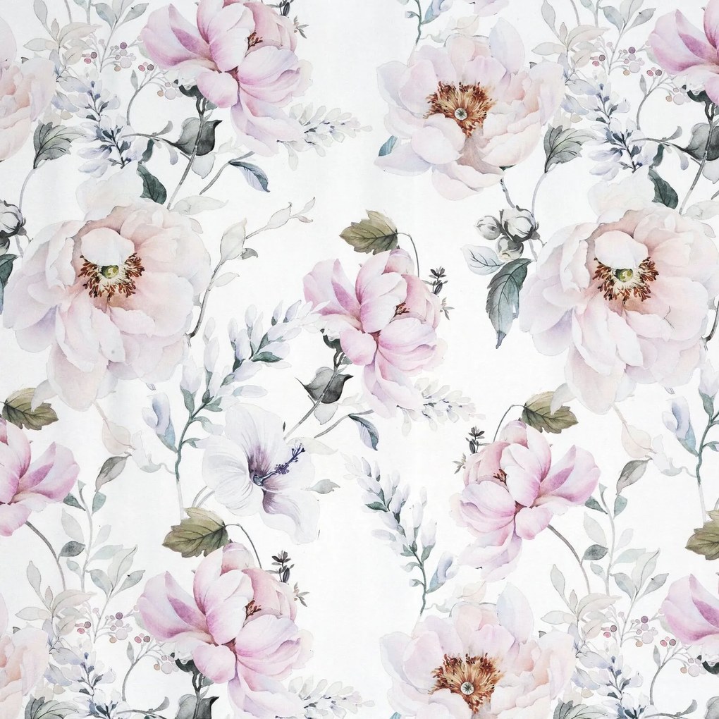 ZÁVES NA KRÚŽKOCH ROSELIN 140X250 CM KVETY