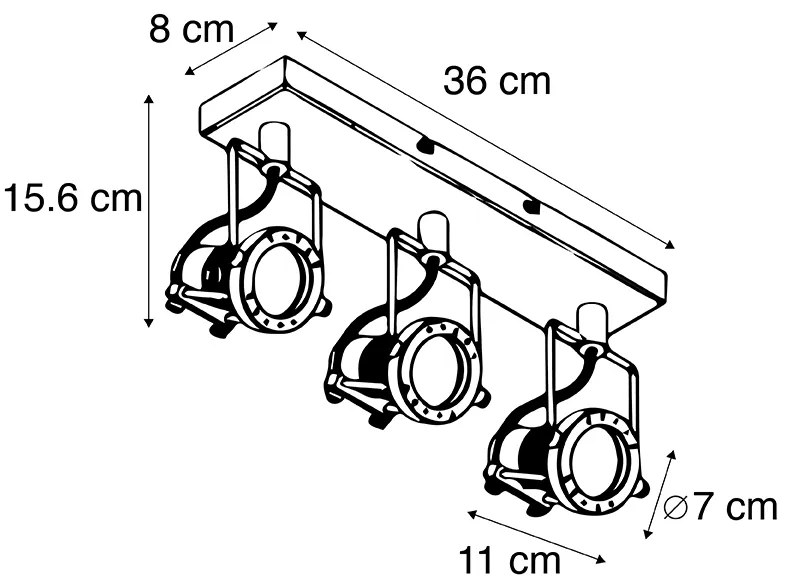 Priemyselný reflektor čierny 3-svetelný - Suplux