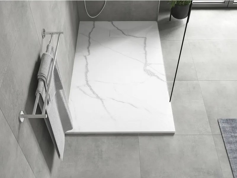 Mexen Hugo, obdĺžniková sprchová vanička, SMC, 150x80cm, imitácia kameňa – biela, 42158015