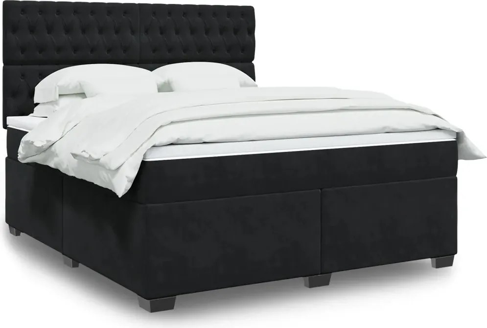 vidaXL Posteľný rám boxspring s matracom čierny 180x200 cm zamat