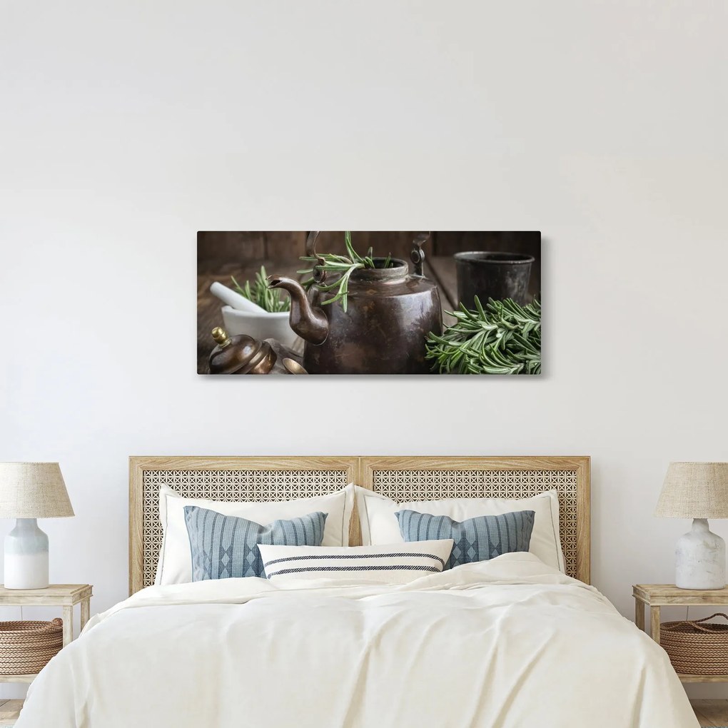 Obraz - Kanvička s rozmarínom (120x50 cm)