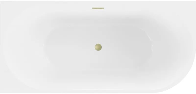 Mexen Mia, voľne stojaca rohová vaňa ľavá 160 x 80 cm, biela, zlatý matný prepad, 52691608000L-55
