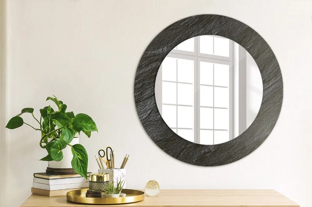 Okrúhle ozdobné zrkadlo Čierny kameň fi 50 cm