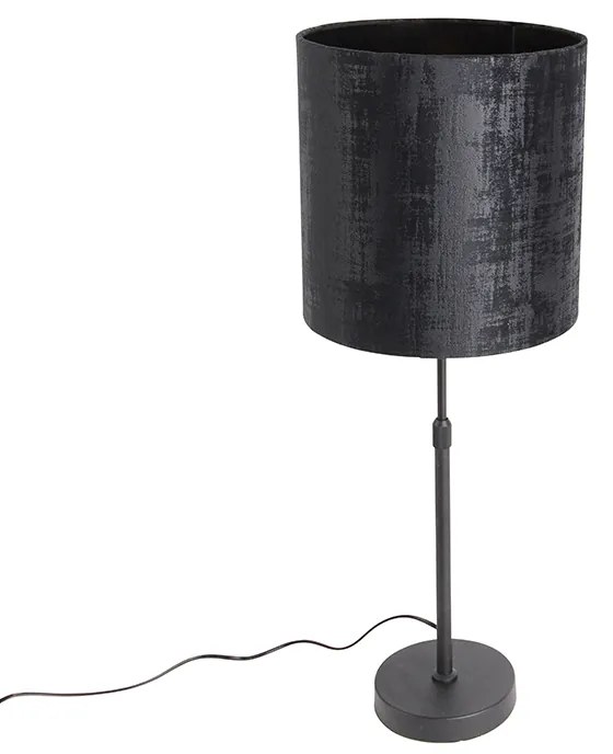 Stolná lampa čierna s tienidlom z čierneho zamatu 25 cm nastaviteľná - Parte