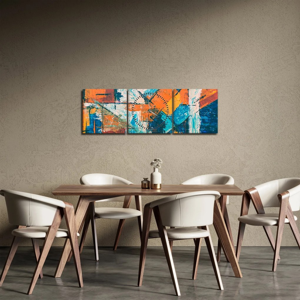 Obraz - Abstrakcia (s hodinami) (90x30 cm)