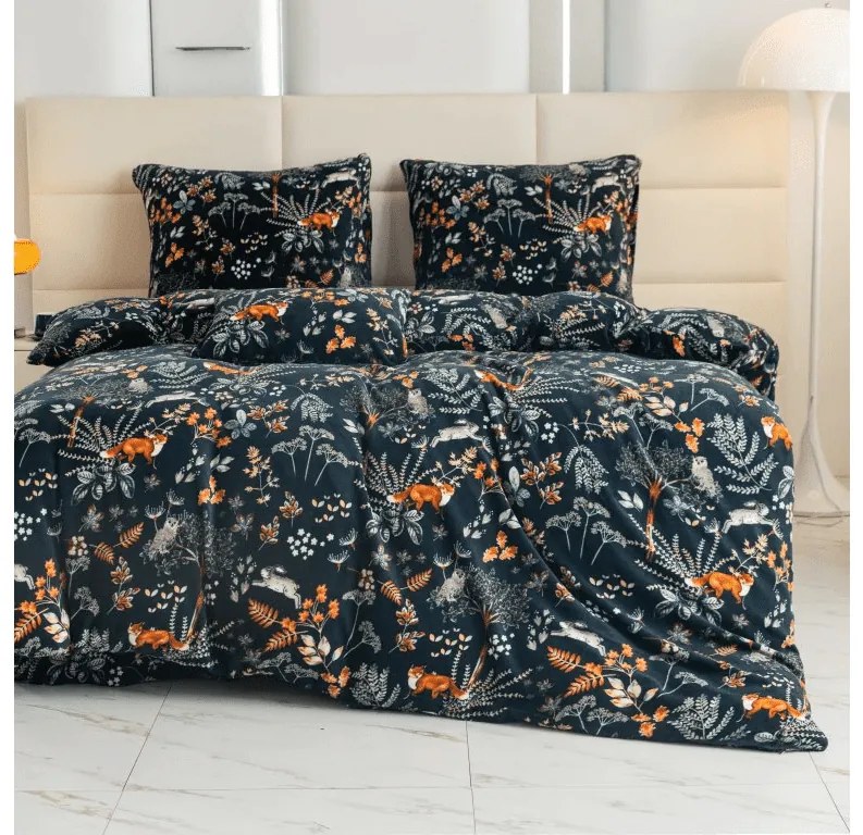 Sada mikroplyšových obliečok THE FOX AND THE HARE tmavozelené + obliečka mikroplyš SOFT 180x200 cm biele, dvojlôžko