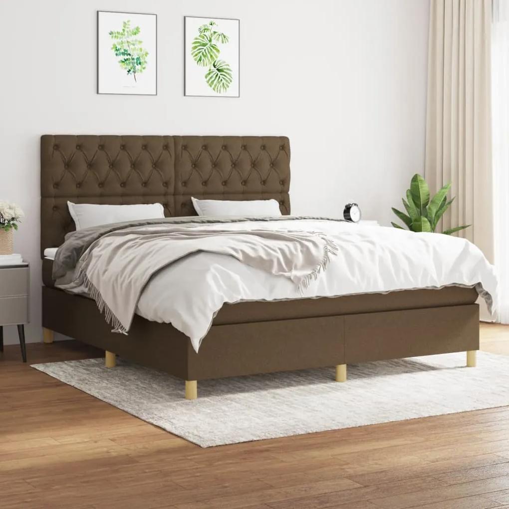 Boxspring posteľ s matracom tmavohnedá 160x200 cm látka 3142588