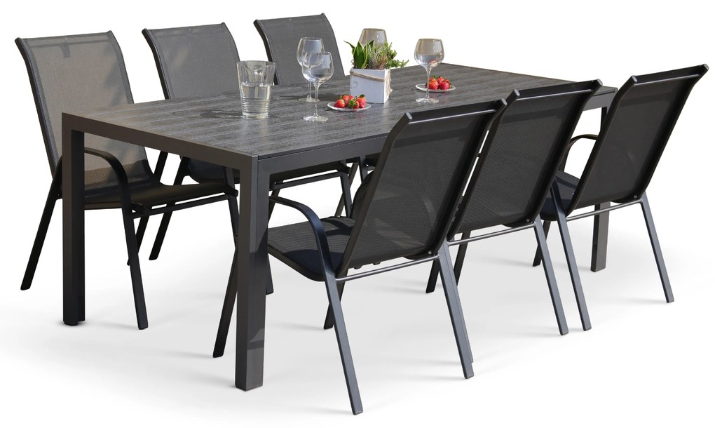 Záhradný jedálenský set Viking XL 190cm+ 6x kovová stolička Ramada