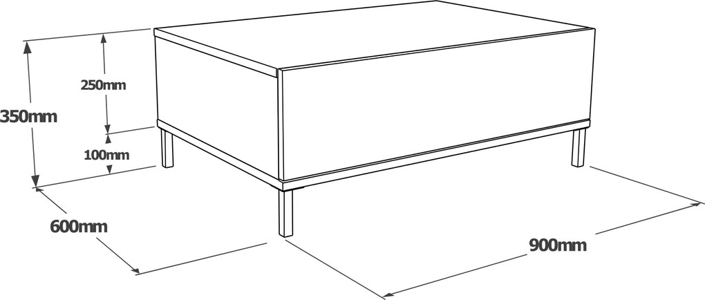 Konferenčný stolík Houseland Wren betón/čierny