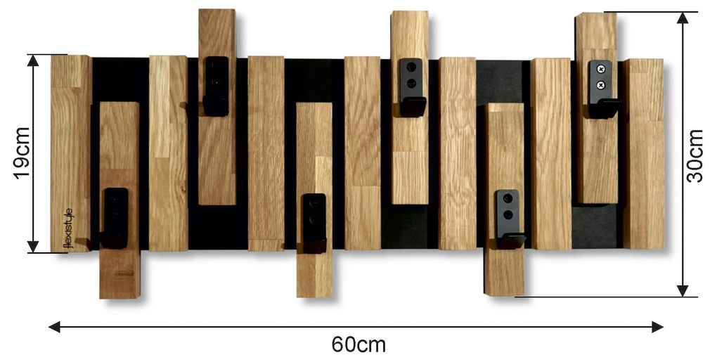 Dekorstudio Vešiak na stenu Lamele mini 60cm