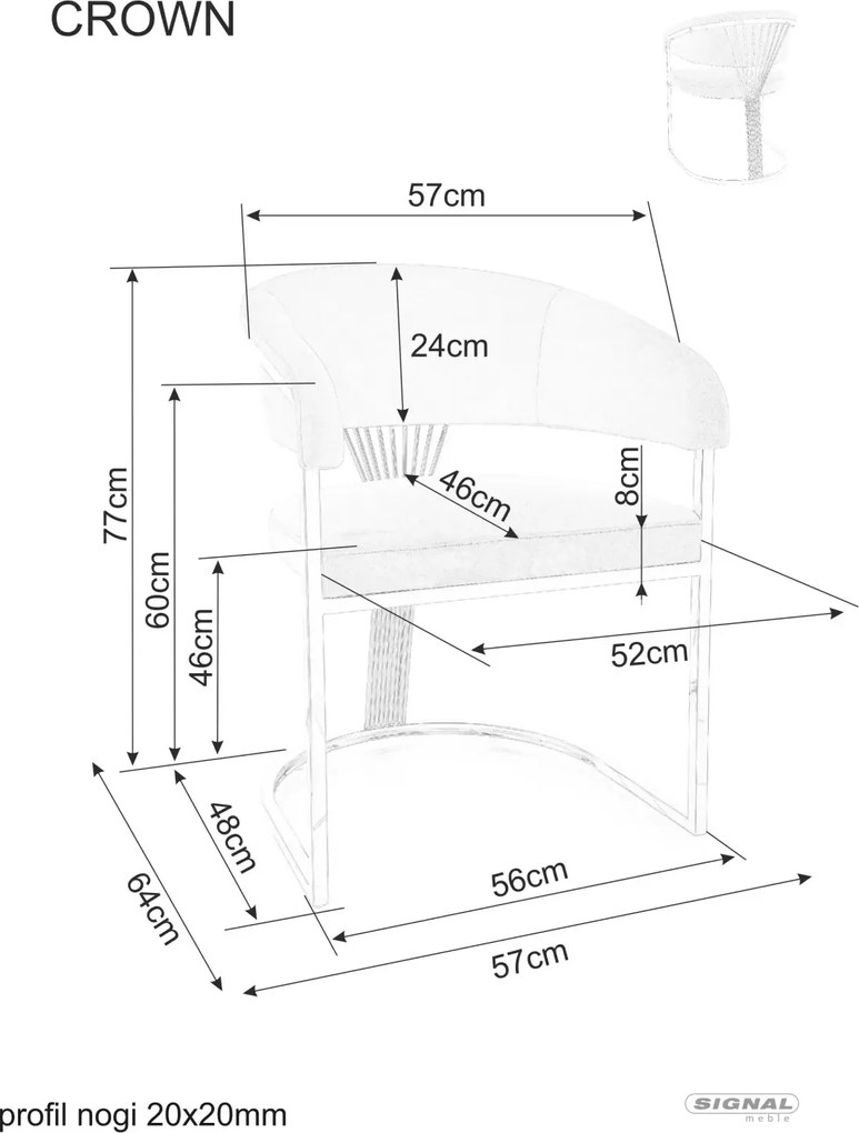 SI Korunová zamatová stolička béžová