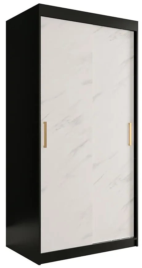 Skriňa Marmur T 100 čierna/mramor biely
