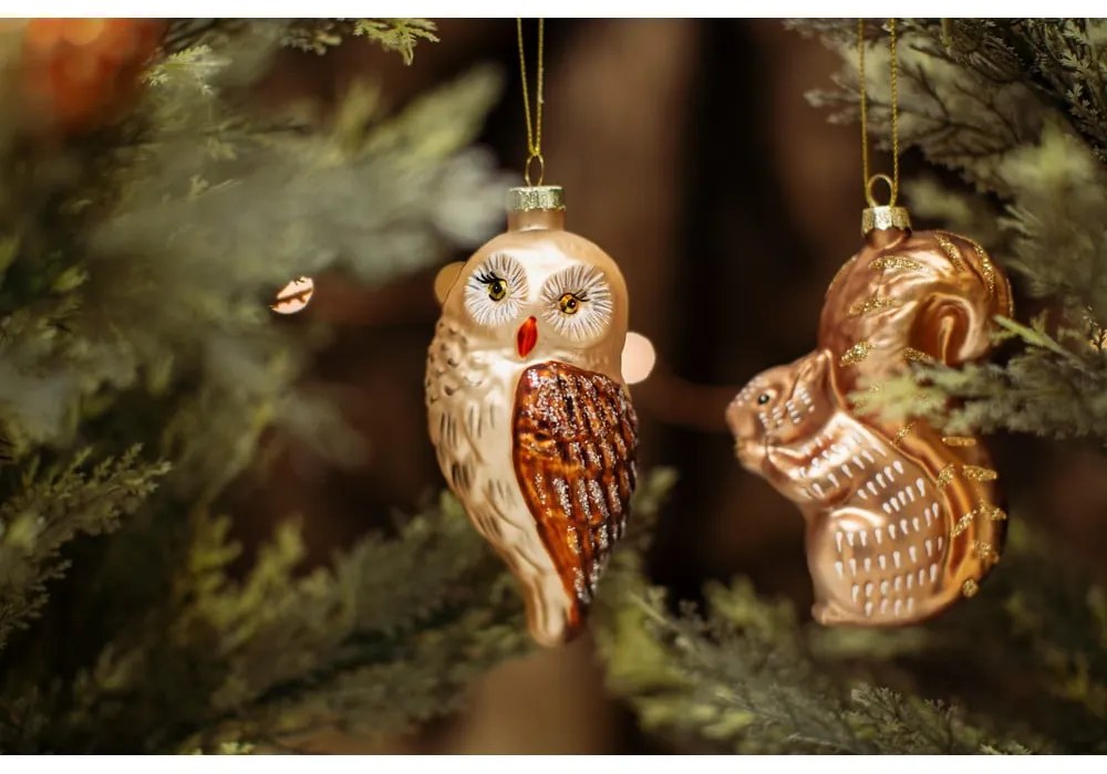 Sklenená ručne vyrobená vianočná ozdoba 13 cm Owl – Sass & Belle