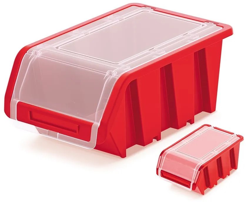 Prosperplast Plastový úložný box uzavíratelný Truck Plus červený, varianta 15,5 cm