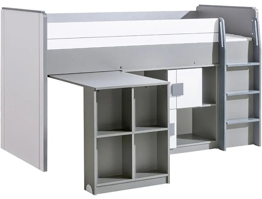 Posteľ s písacím stolom + regál Gumi G19 brilantná biela/antracit