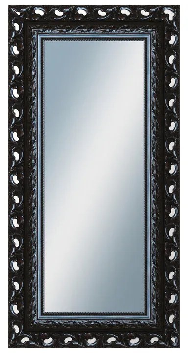 DANTIK - Zrkadlo v rámu, rozmer s rámom 50x100 cm z lišty ROKOKO čierna lesklá (2632)