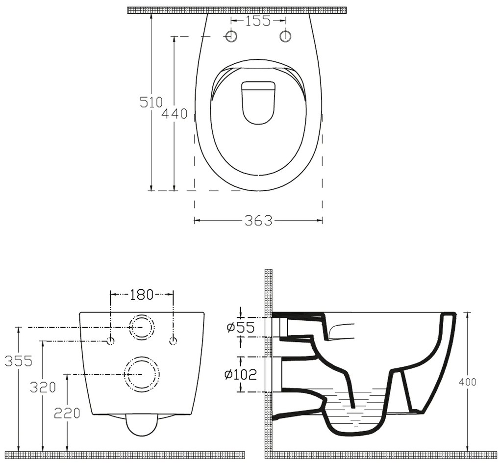 ISVEA SENTIMENTI, závesná WC misa, Rimless, 36x51cm, biela, 10AR02012