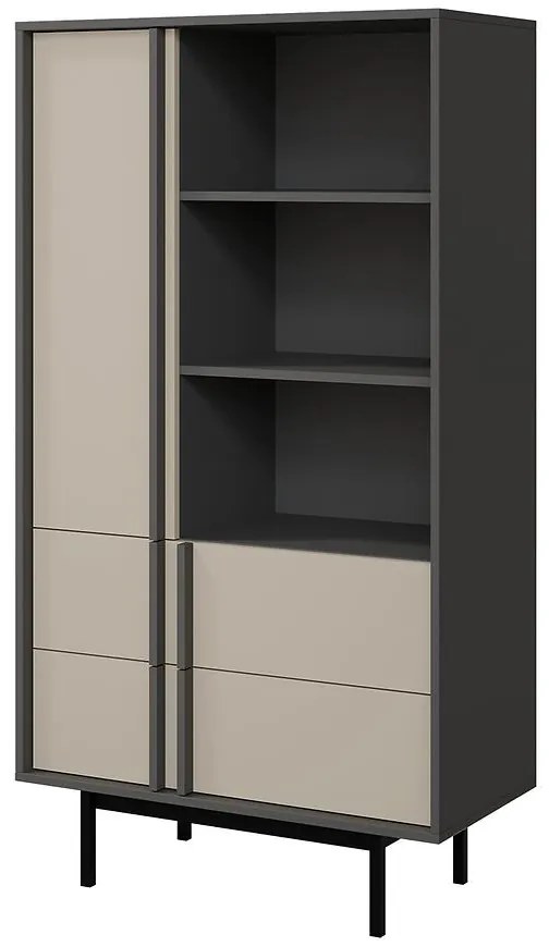 Vitrína Alsy 4 Svetlobéžová/Antracit
