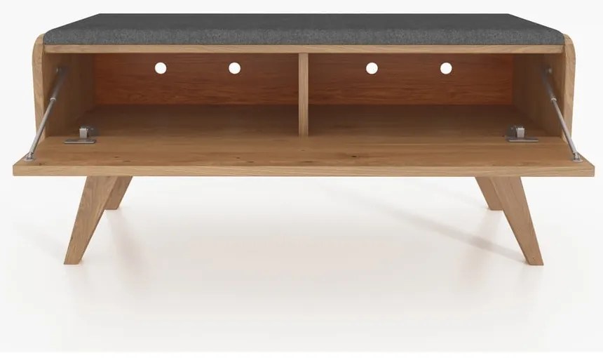 Lavica s úložným priestorom z dubového dreva so svetlosivým sedákom Retro - The Beds