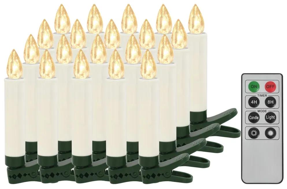 vidaXL Bezdrôtové LED sviečky s diaľkovým ovládaním 20 ks teplá biela farba