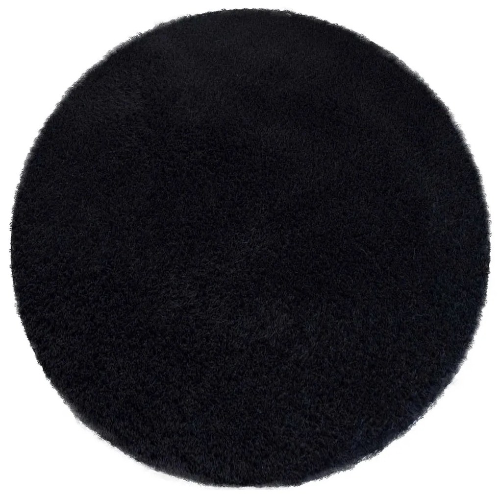 Čierny okrúhly koberec Alpaka Rozmer: 80 cm