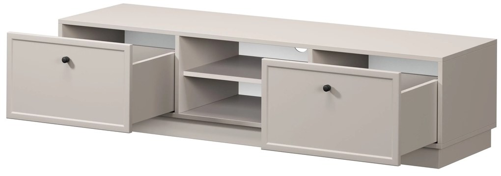 TV stolík Lorini 150 cm na sokli – kašmírová / čierne úchytky G