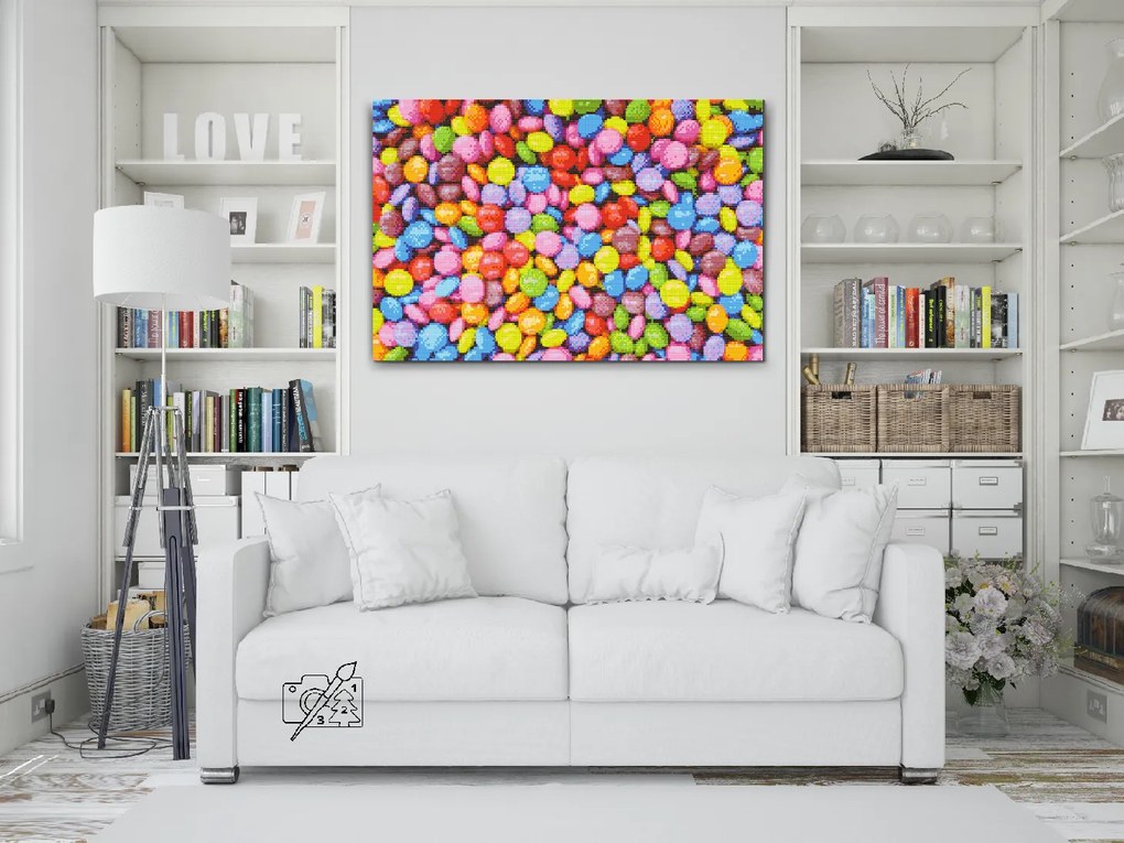 Gario Diamantové maľovanie Lentilky Rozmery: 80 x 60 cm, Rámovanie: S vnútorným rámom, Diamanty: Štvorcové